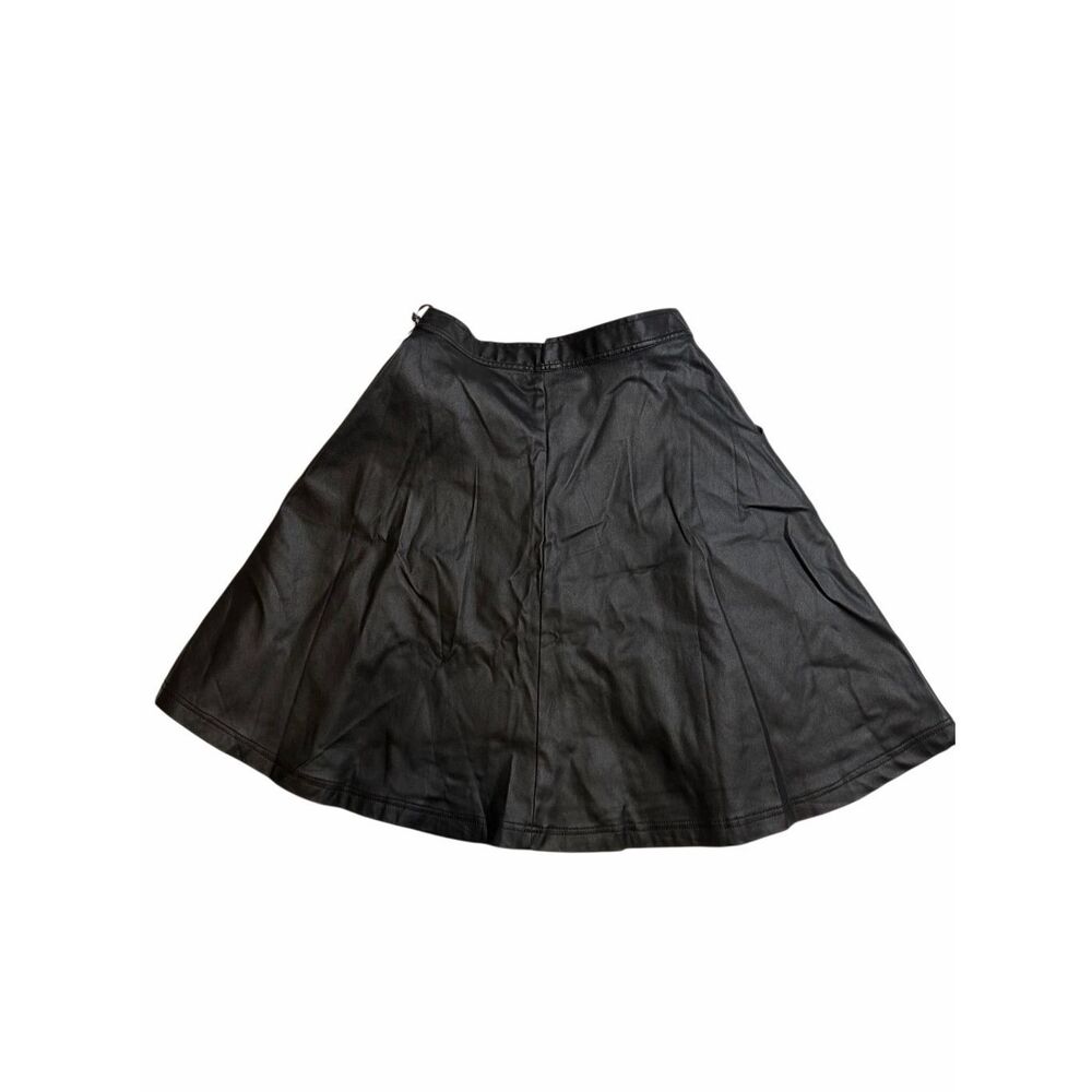 Unique Vintage Vegan Leather A-line Skirt Full Circle Buttons Pockets Medium - Picture 3 of 7